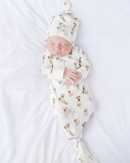 Yellow Labrador Print Newborn Outfit &amp; Hat – Soft, Comfy, and Perfect for Your Baby