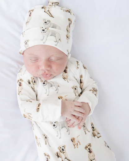Yellow Labrador Print Newborn Outfit &amp; Hat – Soft, Comfy, and Perfect for Your Baby
